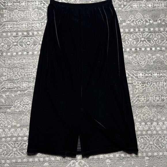 Notations Stretch Black Velvet Skirt Holiday Elastic Waist Long A-line XL - Picture 6 of 7